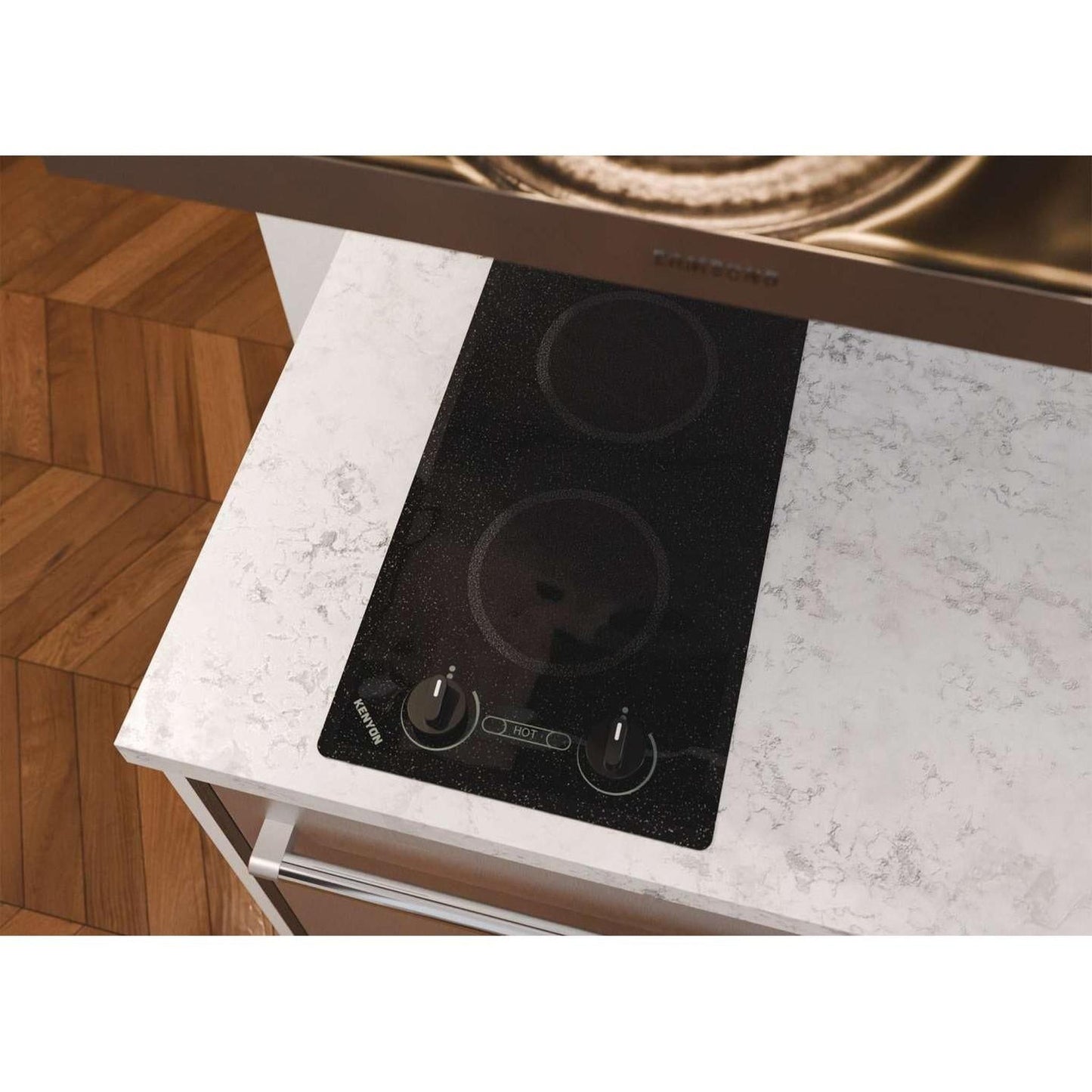 Kenyon Mediterranean 21" 2-Burner Black 208V Small Electric Cooktop With Knob Control
