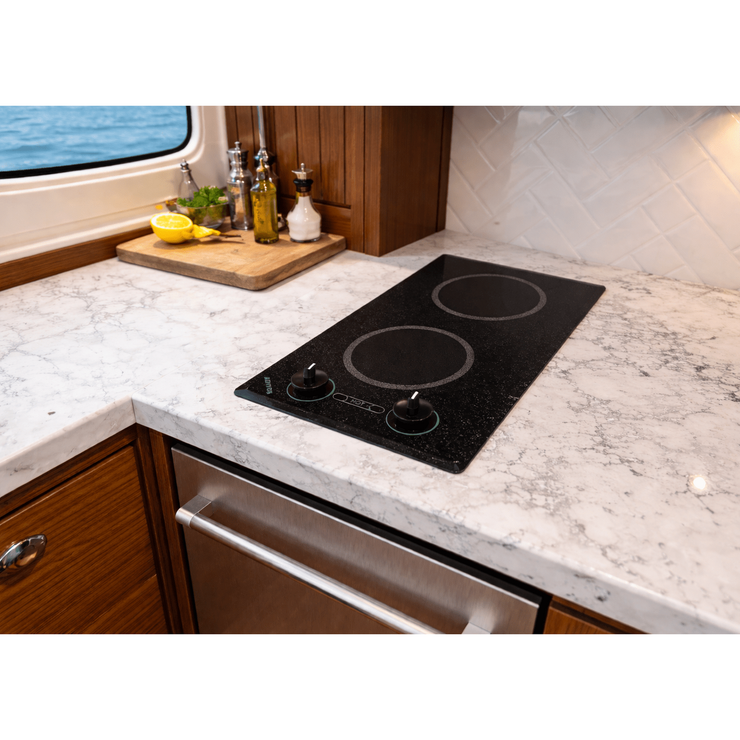 Kenyon Mediterranean 21" 2-Burner Black 208V Small Electric Cooktop With Knob Control