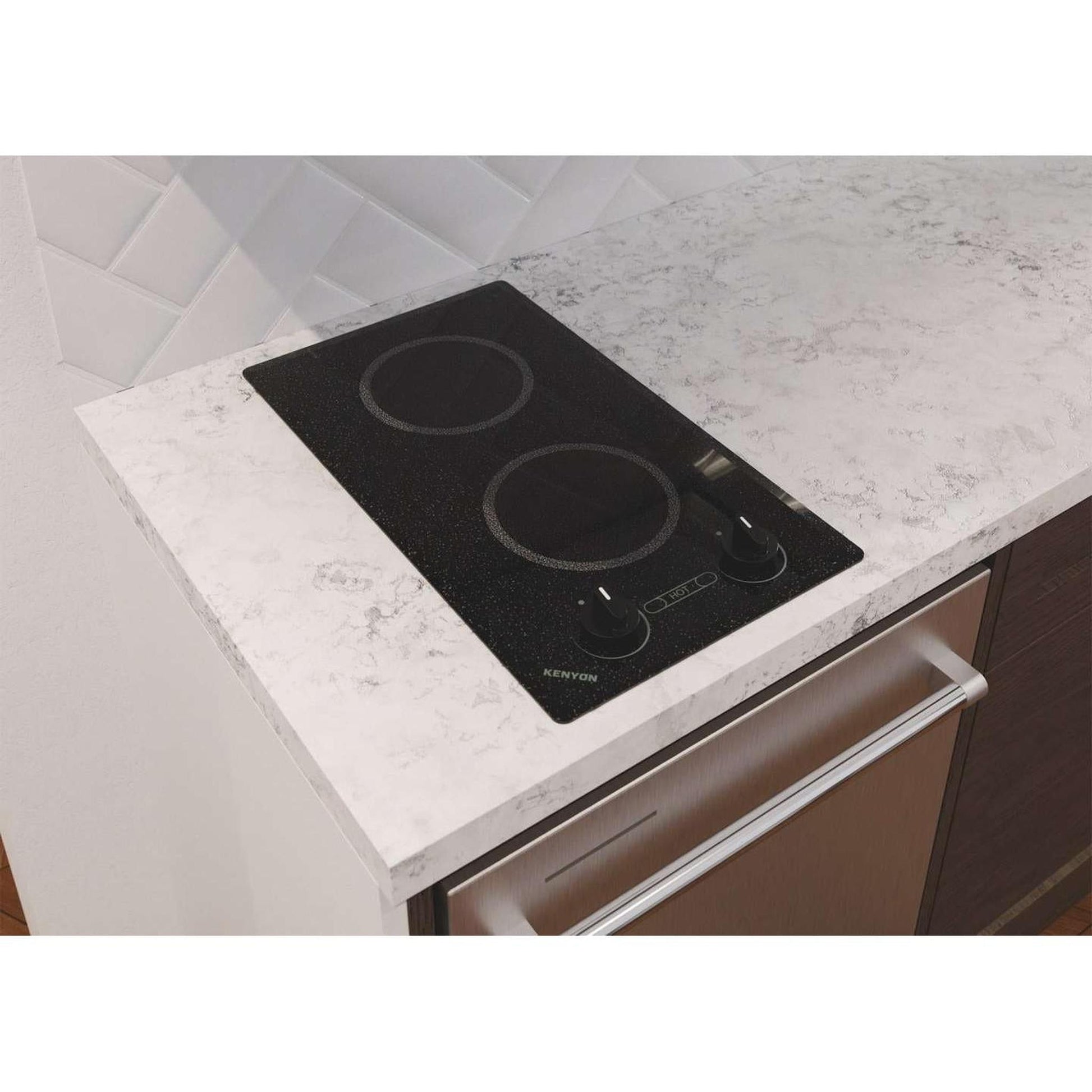 Kenyon Mediterranean 21" 2-Burner Black 208V Small Electric Cooktop With Knob Control