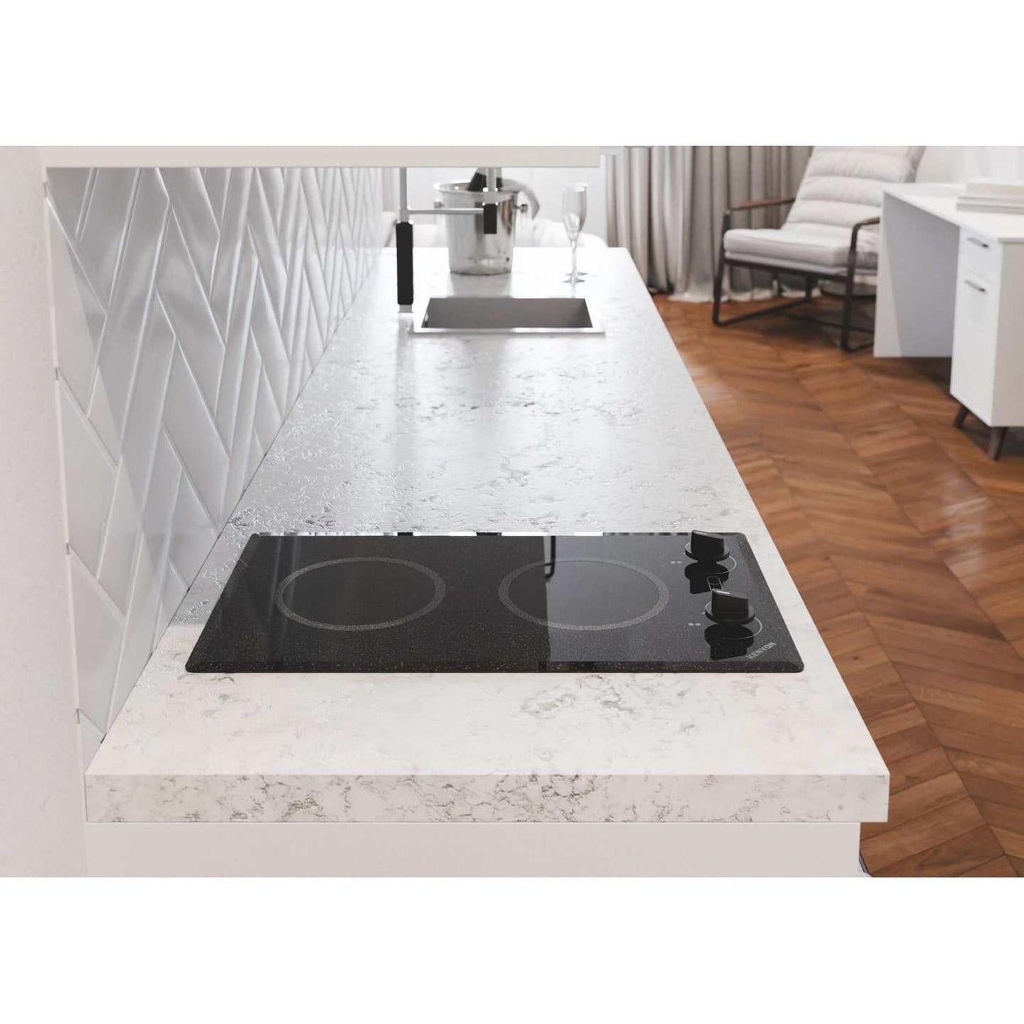 Kenyon Mediterranean 21" 2-Burner Black 208V Small Electric Cooktop With Knob Control