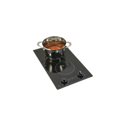 Kenyon Mediterranean 21" 2-Burner Black 240V Small Electric Cooktop With Knob Control
