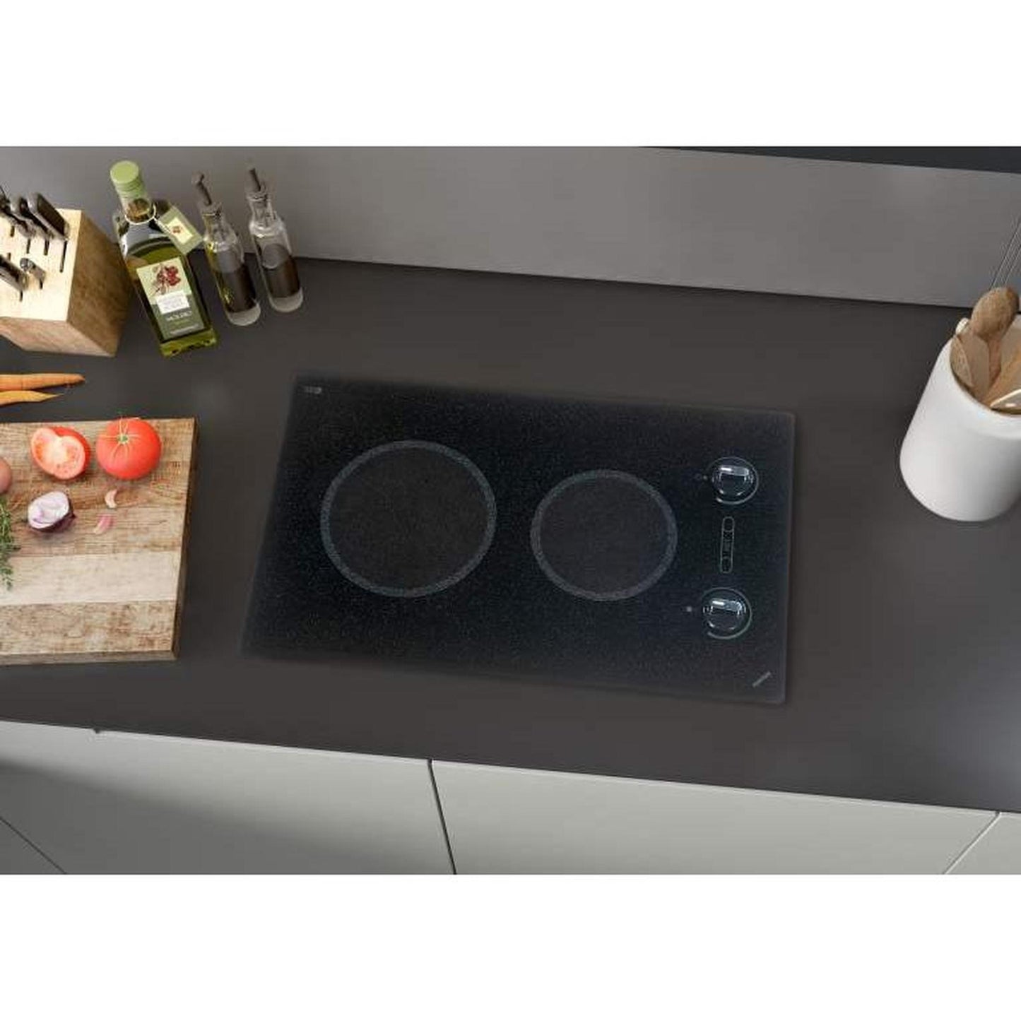 Kenyon Mediterranean 23" 2-Burner Black 240V Large Electric Cooktop With Knob Control