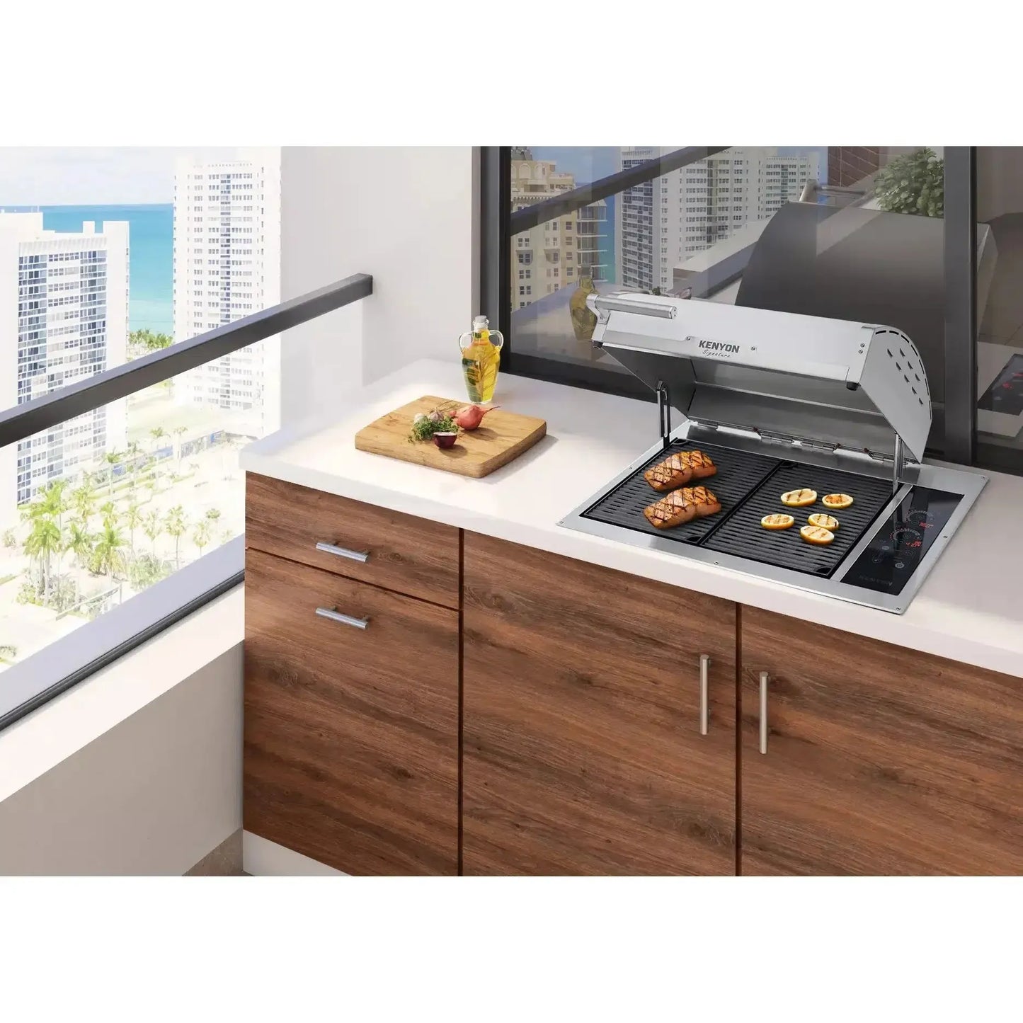Kenyon Signature 30" 2-Burner Built-In 240V Electric Grill With IntelliKEN Touch Control And Stainless Steel Lid With Fixed Handle
