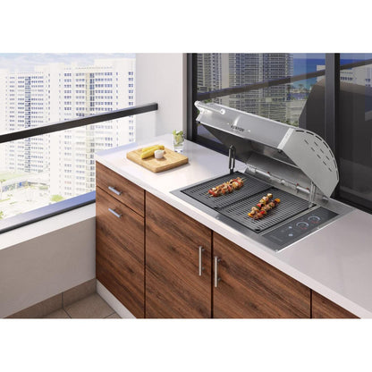 Kenyon Signature 30" 2-Burner Built-In 240V Electric Grill With IntelliKEN Touch Control And White Carbon Fiber Lid With Lighted Handle And Mounting Holes