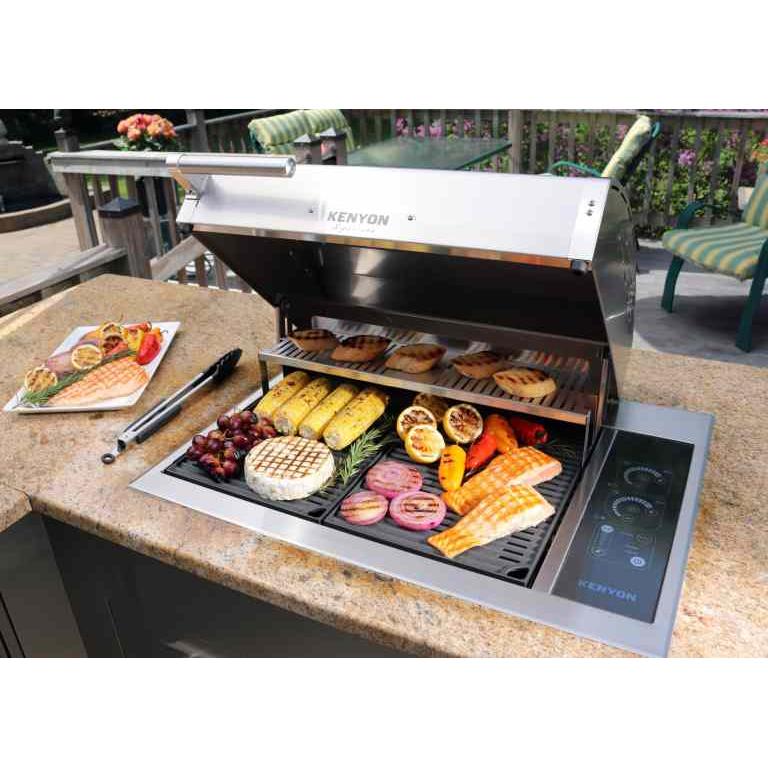 Kenyon Signature 30" 2-Burner Built-In 240V Electric Grill With IntelliKEN Touch Control And White Carbon Fiber Lid With Lighted Handle And Mounting Holes
