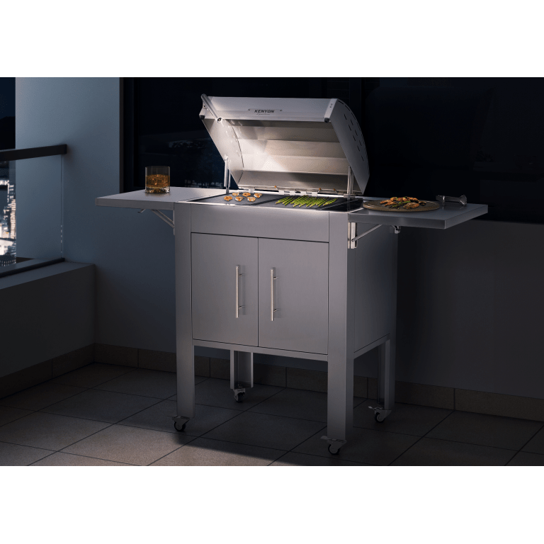 Kenyon Signature 60" 2-Burner Freestanding 240V Electric Grill With IntelliKEN Touch Control And White Carbon Fiber Lid With Lighted Handle