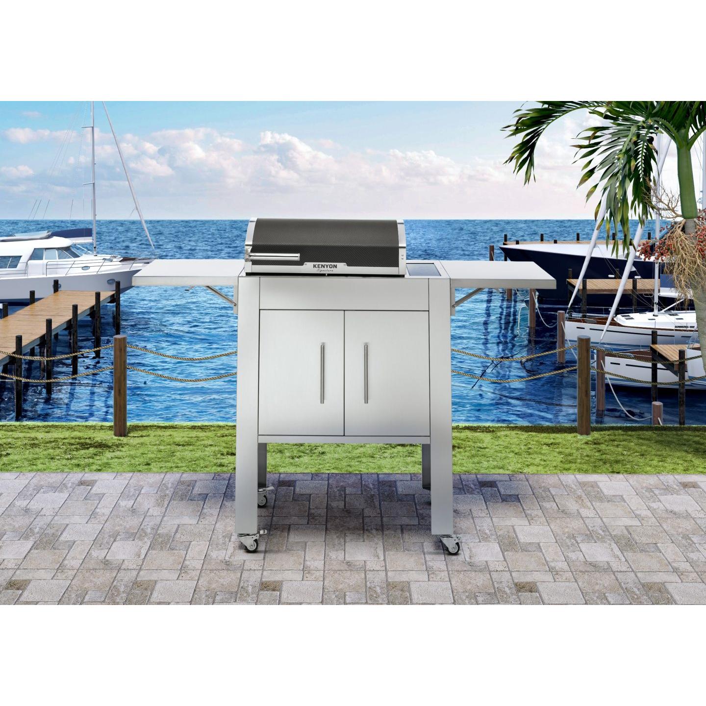 Kenyon Signature 60" 2-Burner Freestanding 240V Electric Grill With IntelliKEN Touch Control And White Carbon Fiber Lid With Lighted Handle