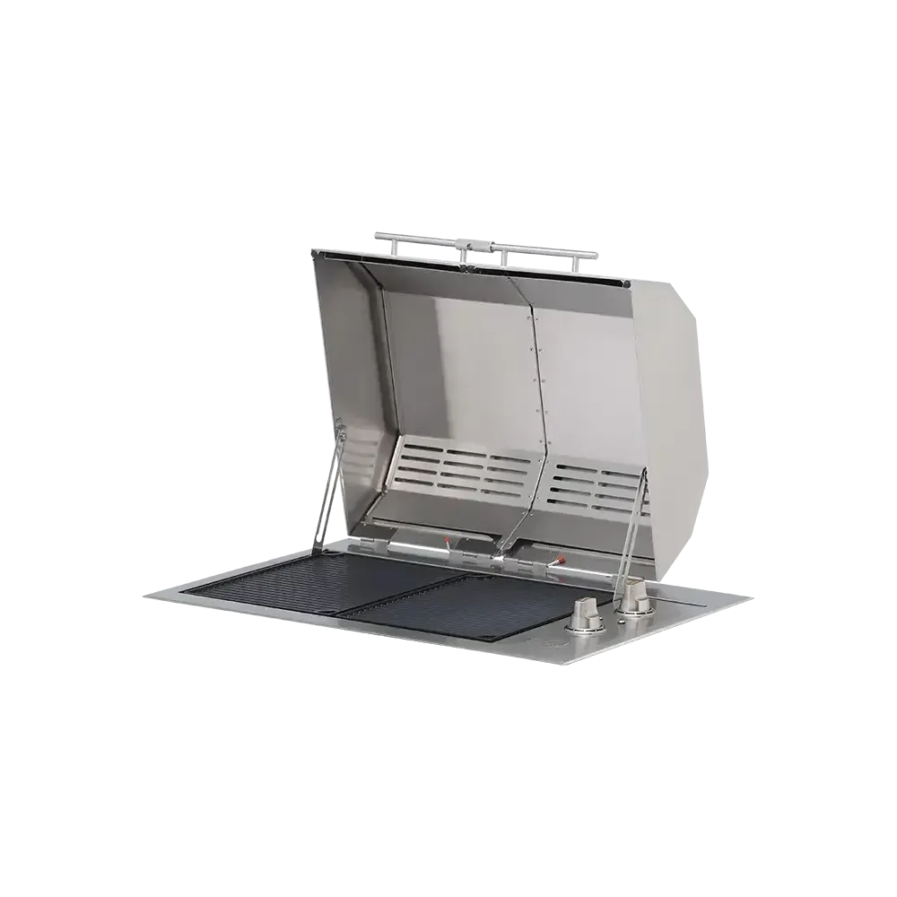 Kenyon Texan 30" 2-Burner Split-Lid Built-In 240V Electric Grill With Knob Control And Mounting Holes