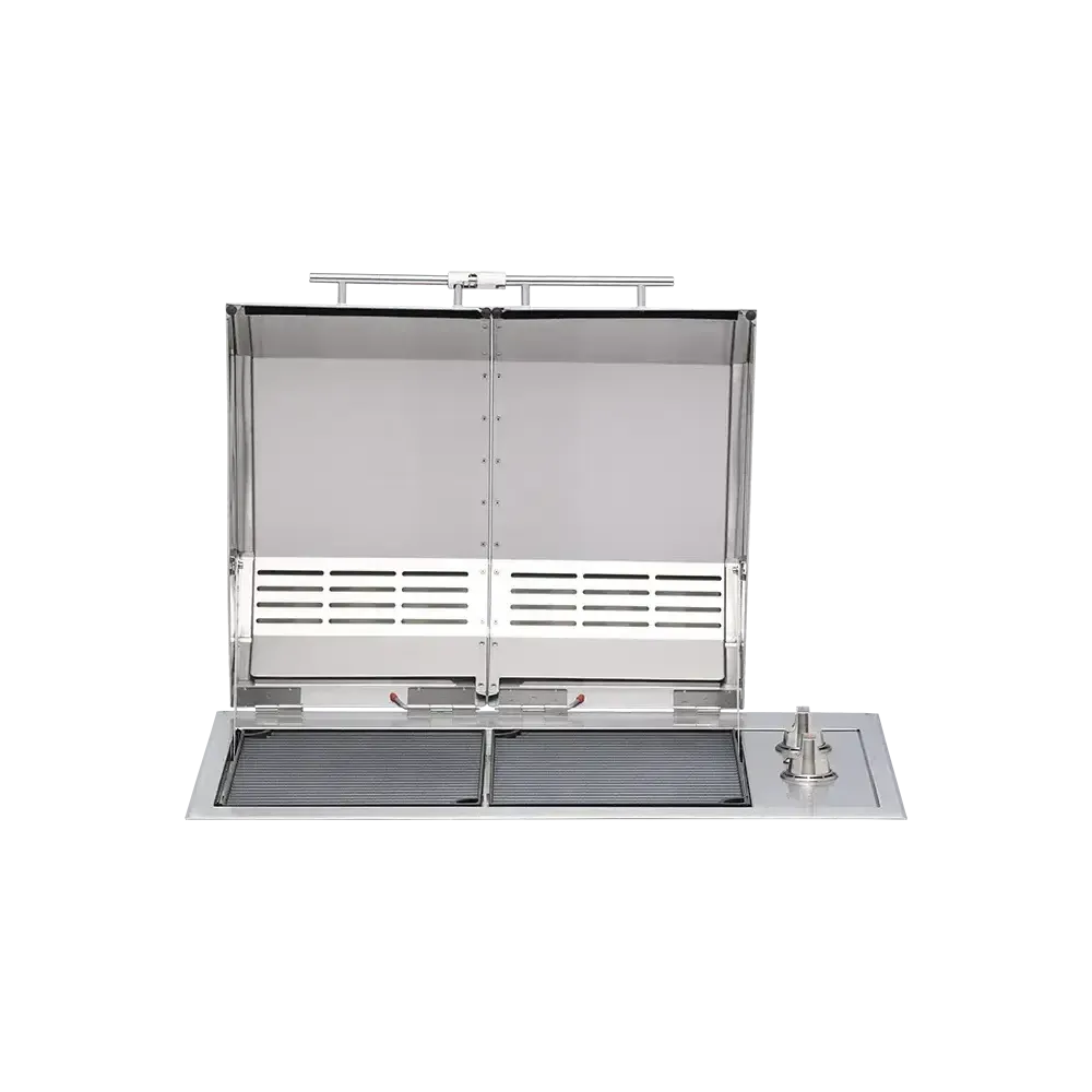 Kenyon Texan 30" 2-Burner Split-Lid Built-In 240V Electric Grill With Knob Control