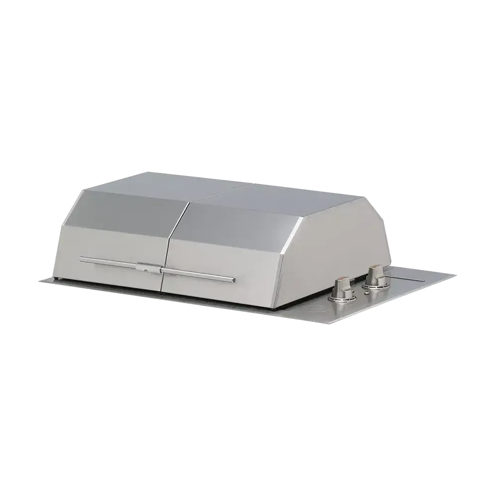 Kenyon Texan 30" 2-Burner Split-Lid Built-In 240V Electric Grill With Knob Control