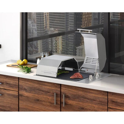 Kenyon Texan 30" 2-Burner Split-Lid Built-In 240V Electric Grill With Knob Control