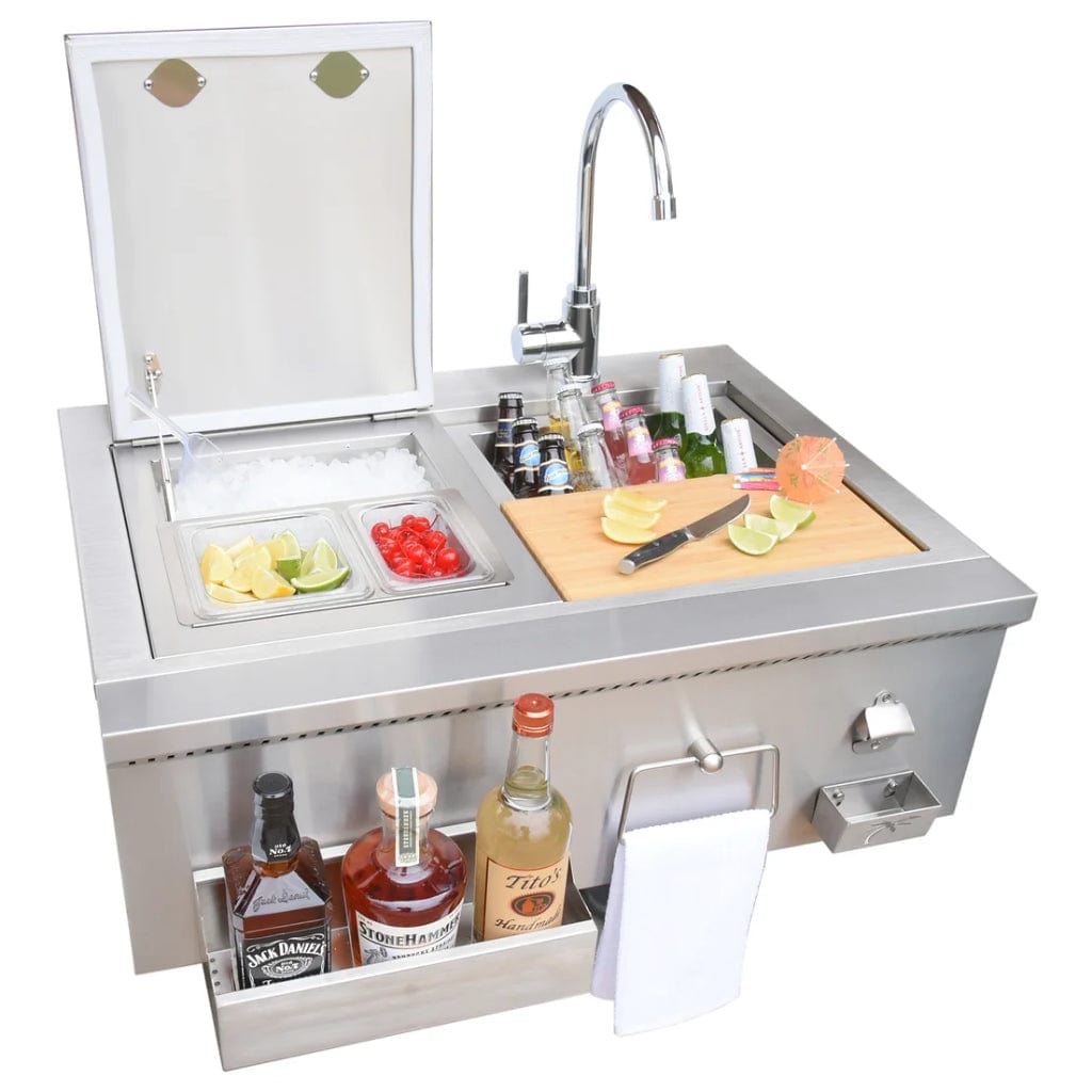 Kokomo Grills 30" Built-In Bartender Cocktail Station With Sink Bottle Opener and Ice Chest