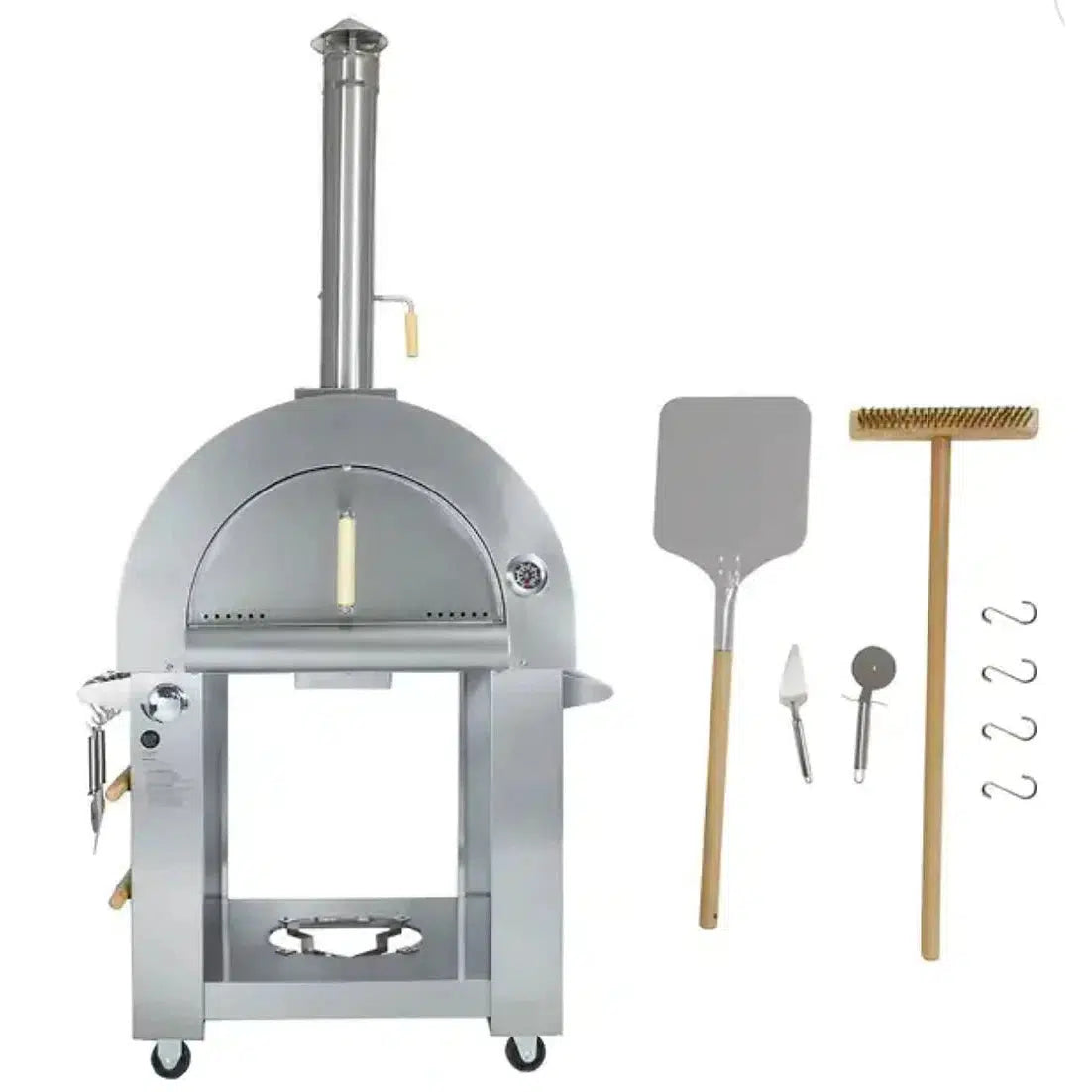 Kokomo Grills 32" Dual Fuel Liquid Propane or Wood Fired Stainless Steel Pizza Oven