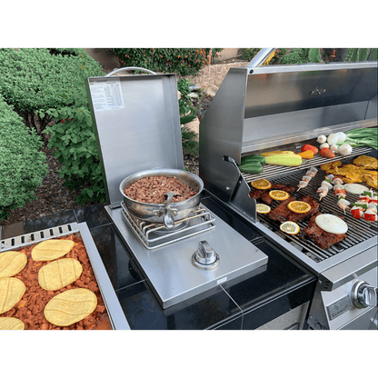 Kokomo Grills 7'6" Natural Gas BBQ Island With Teppanyaki Griddle, Built-in BBQ Grill With Side Burner and Storage Drawers