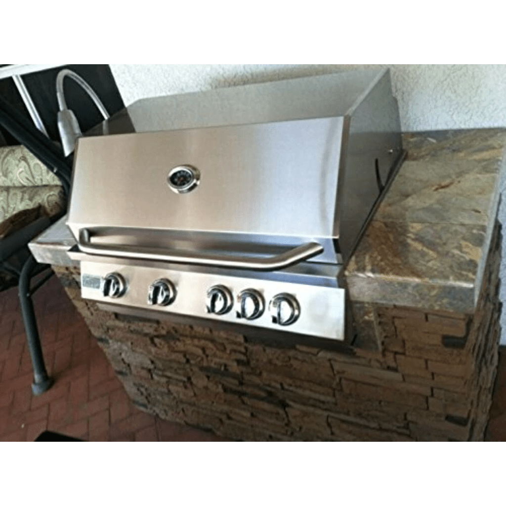 Kokomo Grills Baja Built-In BBQ Island with 4 Burner Built In BBQ Grill and Refrigerator