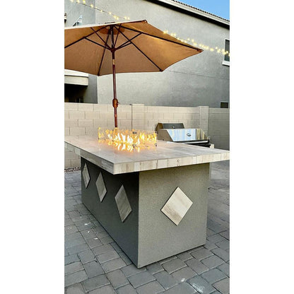 Kokomo Grills Baja L-Shaped Liquid Propane Gas BBQ Island With Fire Pit, 4 Burner BBQ Grill and Refrigerator