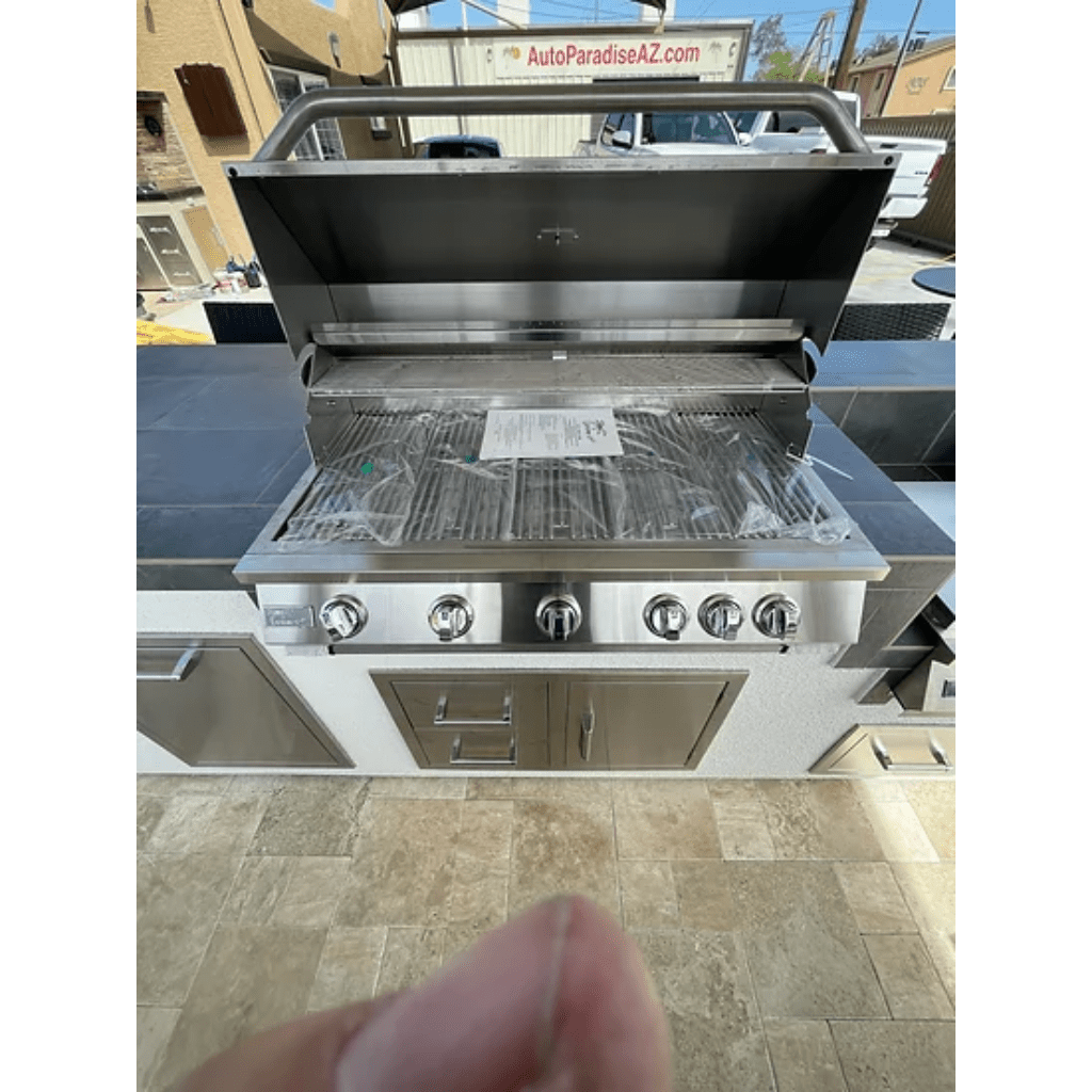 Kokomo Grills 5 Burner Griddle Combo Drawer Fridge Built In BBQ Island  Outdoor Kitchen