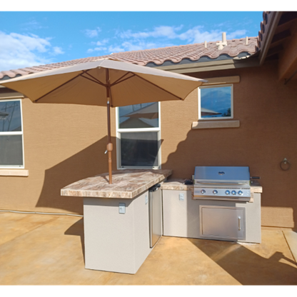 Kokomo Grills Caribbean Natural Gas BBQ Island with 4 Burner Built-in BBQ Grill Refrigerator and Drawers