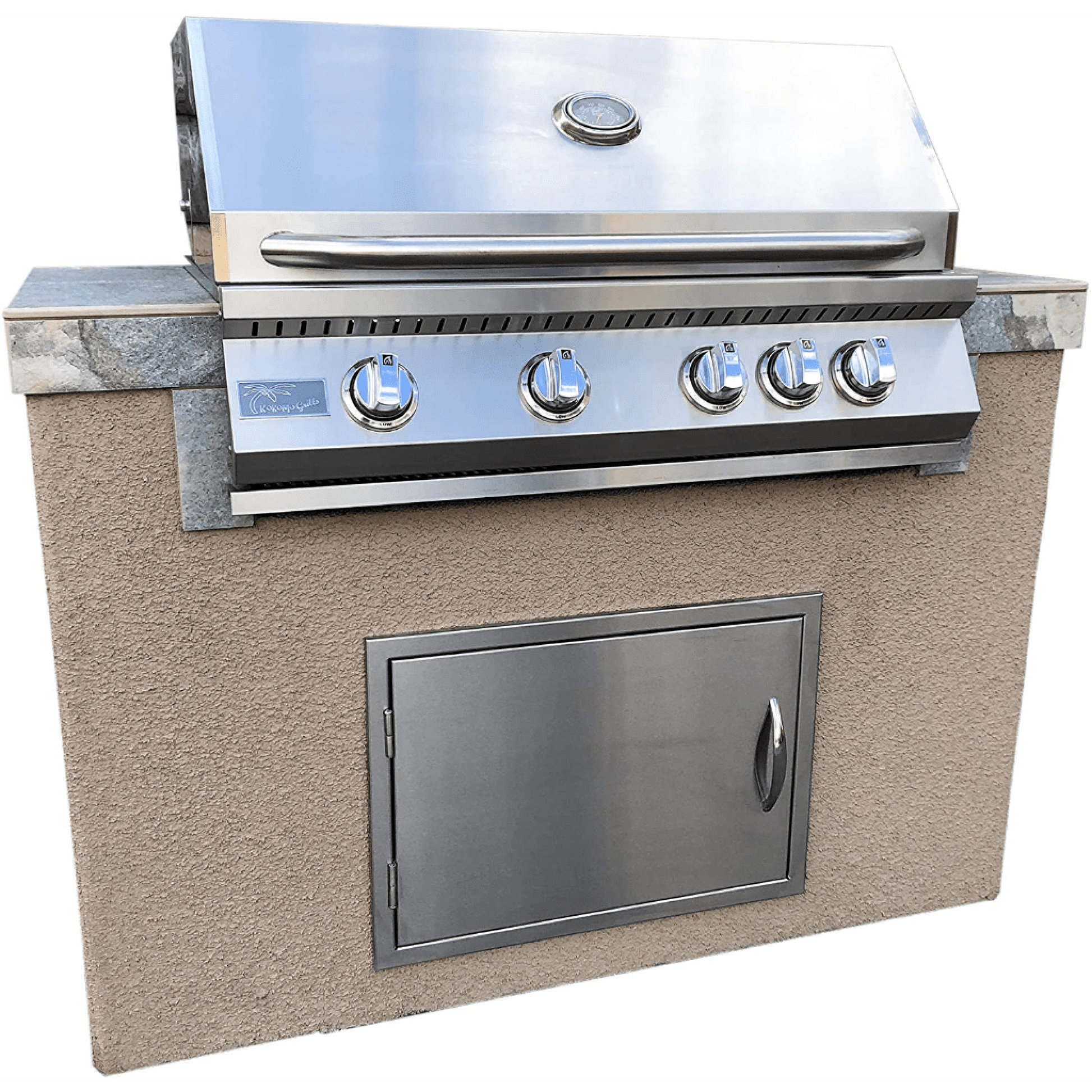 Kokomo Grills Panama 4' Natural Gas BBQ Island With 4 Burner Built-in BBQ Grill