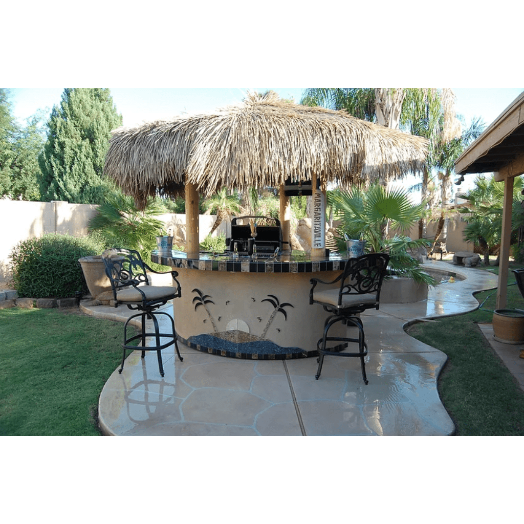Kokomo Grills Tahiti Built-In BBQ Island Outdoor Kitchen with 10 foot Palapa and Built In BBQ Grill