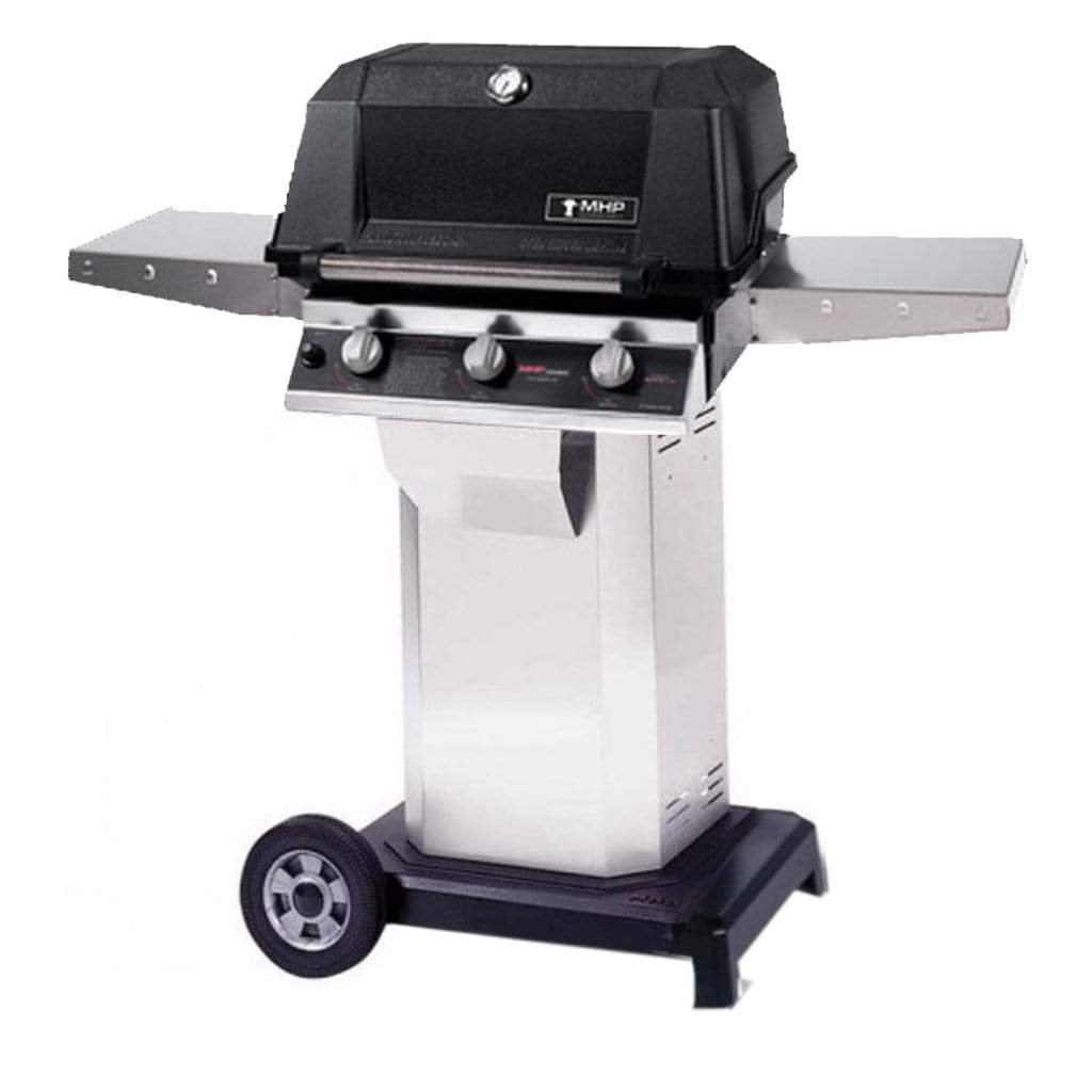MHP W3G4 Tri-Burn Gas Grill Head With 2 Stainless Steel Shelves