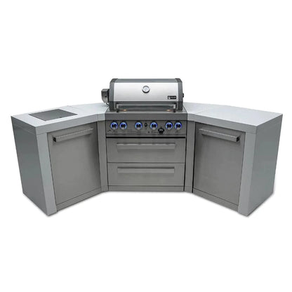 Mont Alpi 400 Deluxe 45 Degree Gas Island Grill with Infrared Side Burner & Rotisserie Kit