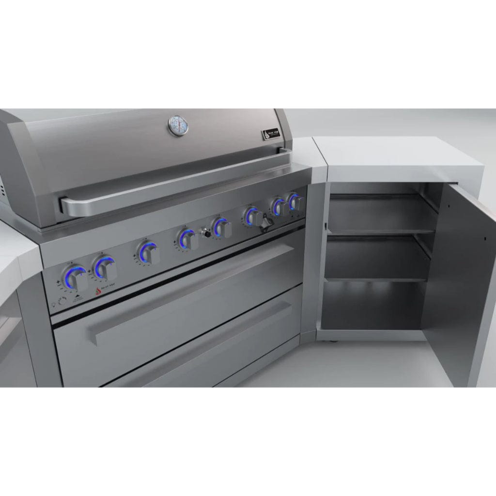 Mont Alpi 805 Deluxe 45 Degree Gas Island Grill with Infrared Side Burner & Rotisserie Kit