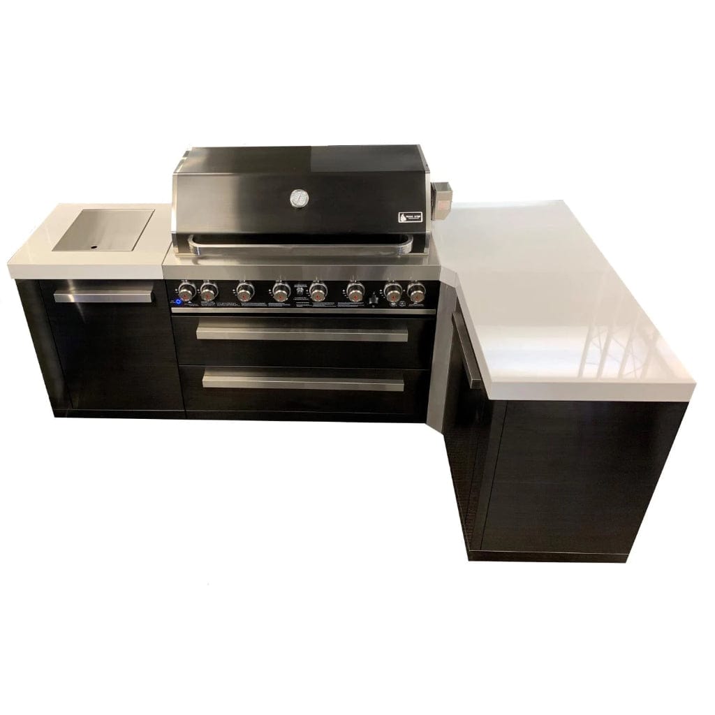 Mont Alpi 805 Deluxe 90 Degree Gas Island Grill with Infrared Side Burner & Rotisserie Kit