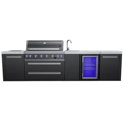 Mont Alpi 805 Deluxe Gas Island Grill with Beverage Center, Infrared Side Burner & Rotisserie Kit