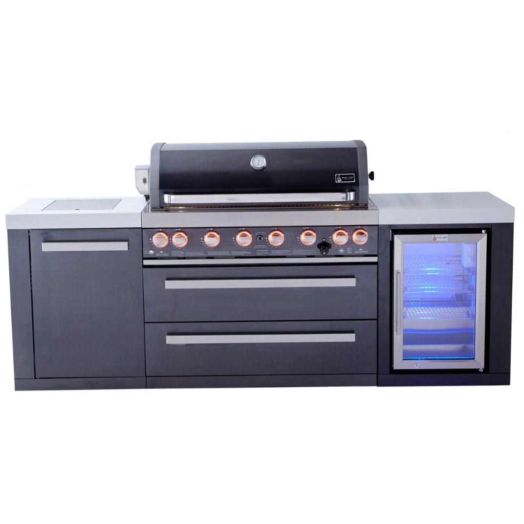 Mont Alpi 805 Deluxe Gas Island Grill with Fridge Cabinet Module
