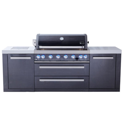 Mont Alpi 805 Deluxe Gas Island Grill with Infrared Side Burner & Rotisserie Kit