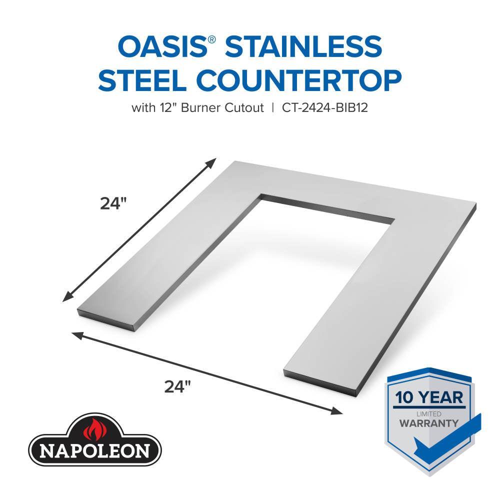 Napoleon OASIS 24" x 24" Stainless Steel Countertop with 12" Burner Cutout