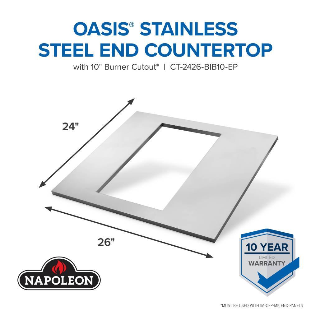 Napoleon OASIS 24" x 26" Stainless Steel End Countertop with 10" Burner Cutout