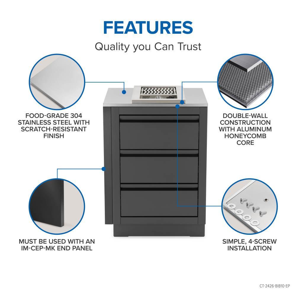 Napoleon OASIS 24" x 26" Stainless Steel End Countertop with 10" Burner Cutout