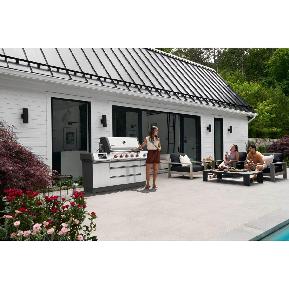 Napoleon Prestige PRO 665 Elite 77" 5 Main Burners Freestanding Natural Gas Grill With Smart Technology & Electric Smoker Box