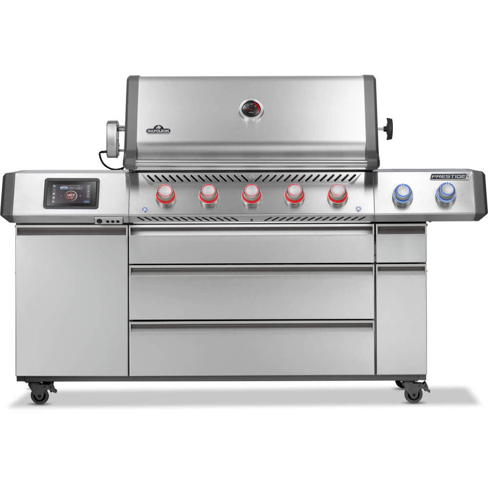 Napoleon Prestige PRO 665 Elite 77" 5 Main Burners Freestanding Natural Gas Grill With Smart Technology & Electric Smoker Box