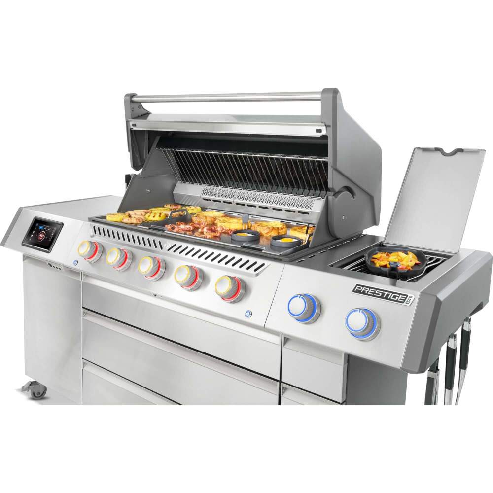 Napoleon Prestige PRO 665 Elite 77" 5 Main Burners Freestanding Propane Gas Grill With Smart Technology & Electric Smoker Box