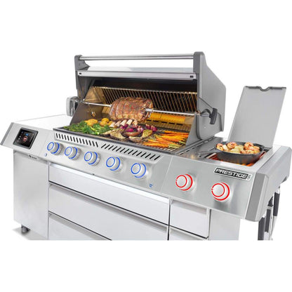 Napoleon Prestige PRO 665 Elite 77" 5 Main Burners Freestanding Propane Gas Grill With Smart Technology & Electric Smoker Box
