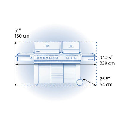 Napoleon Prestige PRO 825 94" Freestanding Natural Gas Grill With Power Side Burner, Infrared Rear & Bottom Burners