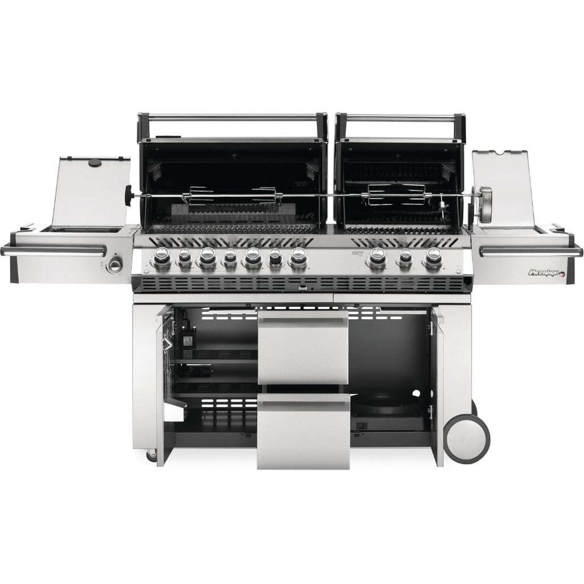 Napoleon Prestige PRO 825 94" Freestanding Natural Gas Grill With Power Side Burner, Infrared Rear & Bottom Burners