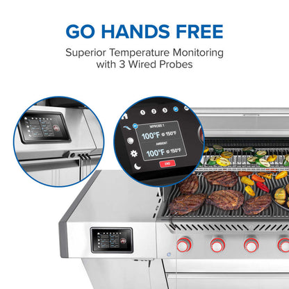 Napoleon Prestige PRO 665 Elite 77" 5 Main Burners Freestanding Propane Gas Grill With Smart Technology & Electric Smoker Box