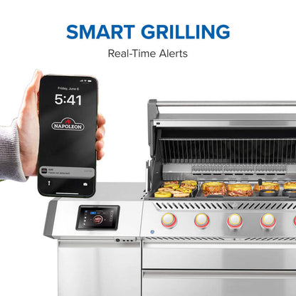Napoleon Prestige PRO 665 Elite 77" 5 Main Burners Freestanding Propane Gas Grill With Smart Technology & Electric Smoker Box