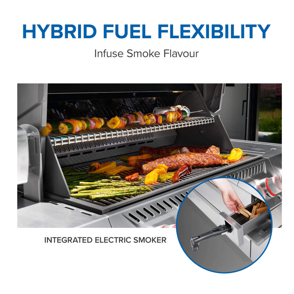 Napoleon Prestige PRO 665 Elite 77" 5 Main Burners Freestanding Propane Gas Grill With Smart Technology & Electric Smoker Box