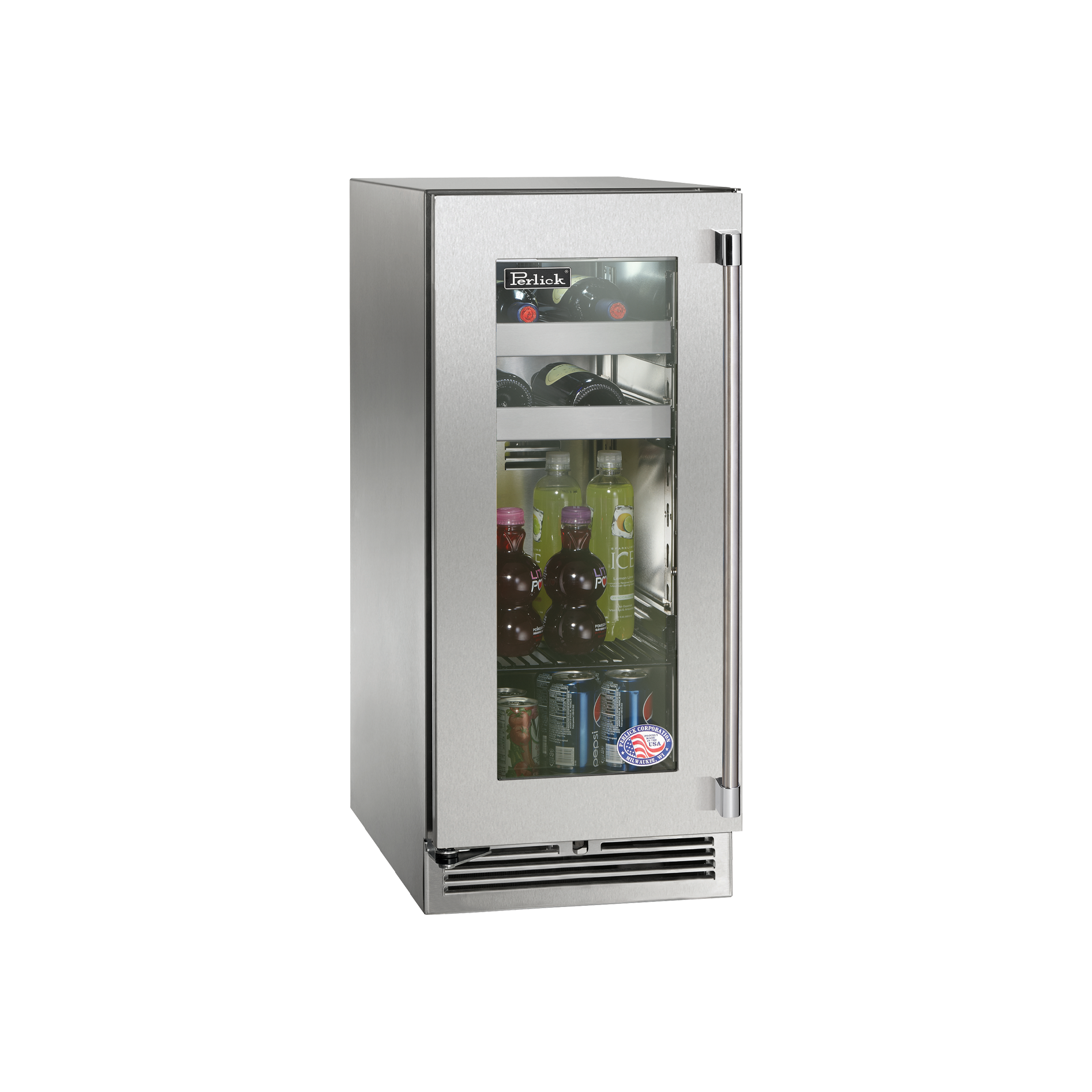 Perlick Signature Series 15" Marine Grade Beverage Center with Fully Integrated Panel-Ready Solid Door Hinge Left