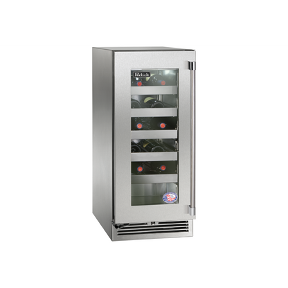 Perlick Signature Series 15" Marine Grade Wine Reserve with Fully Integrated Panel-Ready Glass Door Hinge Right