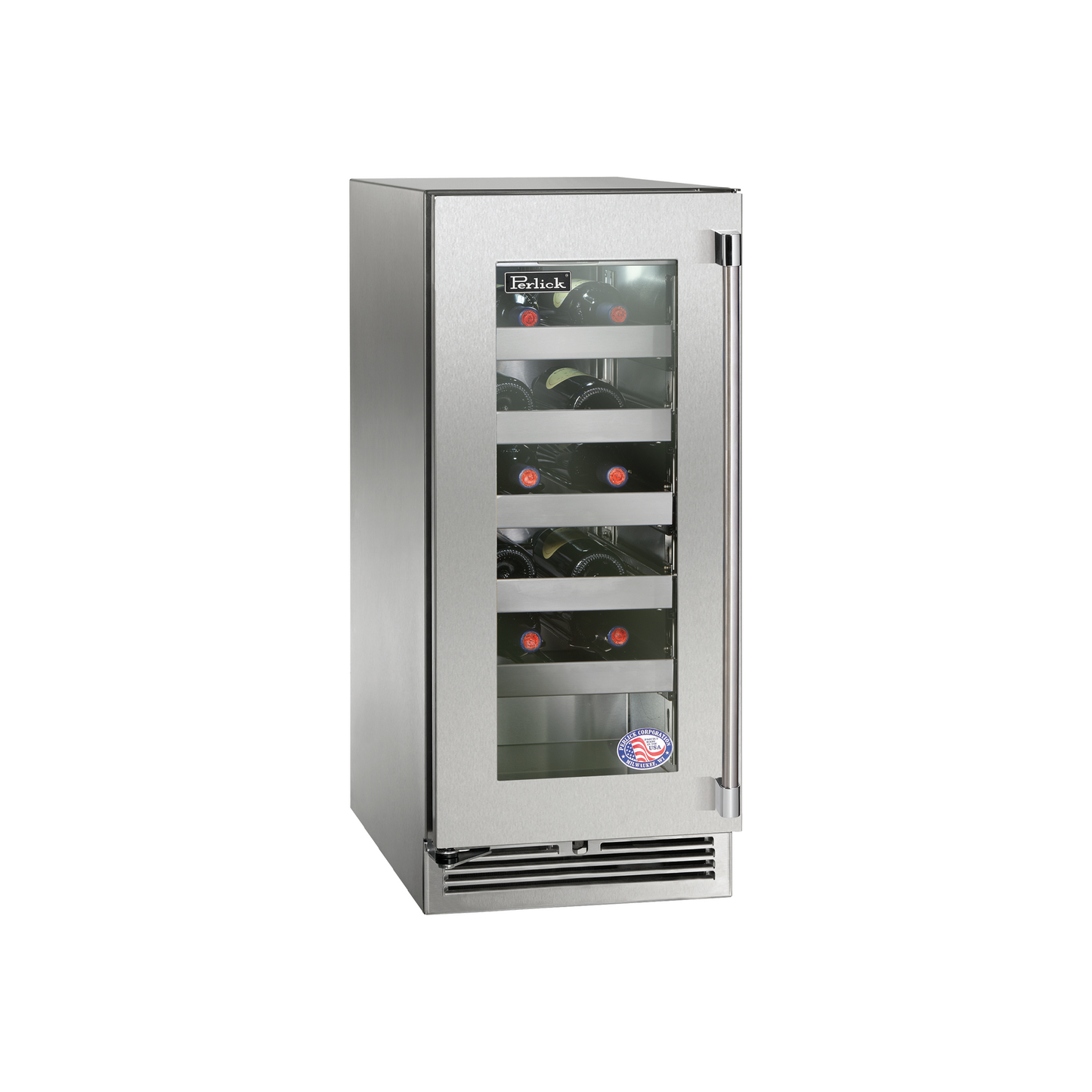 Perlick Signature Series 15" Marine Grade Wine Reserve with Fully Integrated Panel-Ready Solid Door Hinge Left