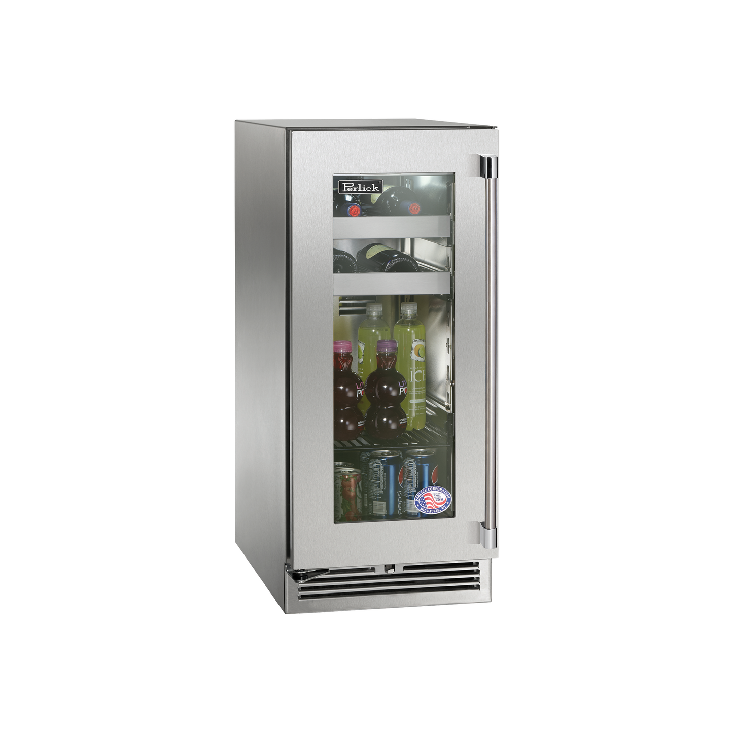 Perlick Signature Series 15" Outdoor Beverage Center with Stainless Steel Solid Door Hinge Right