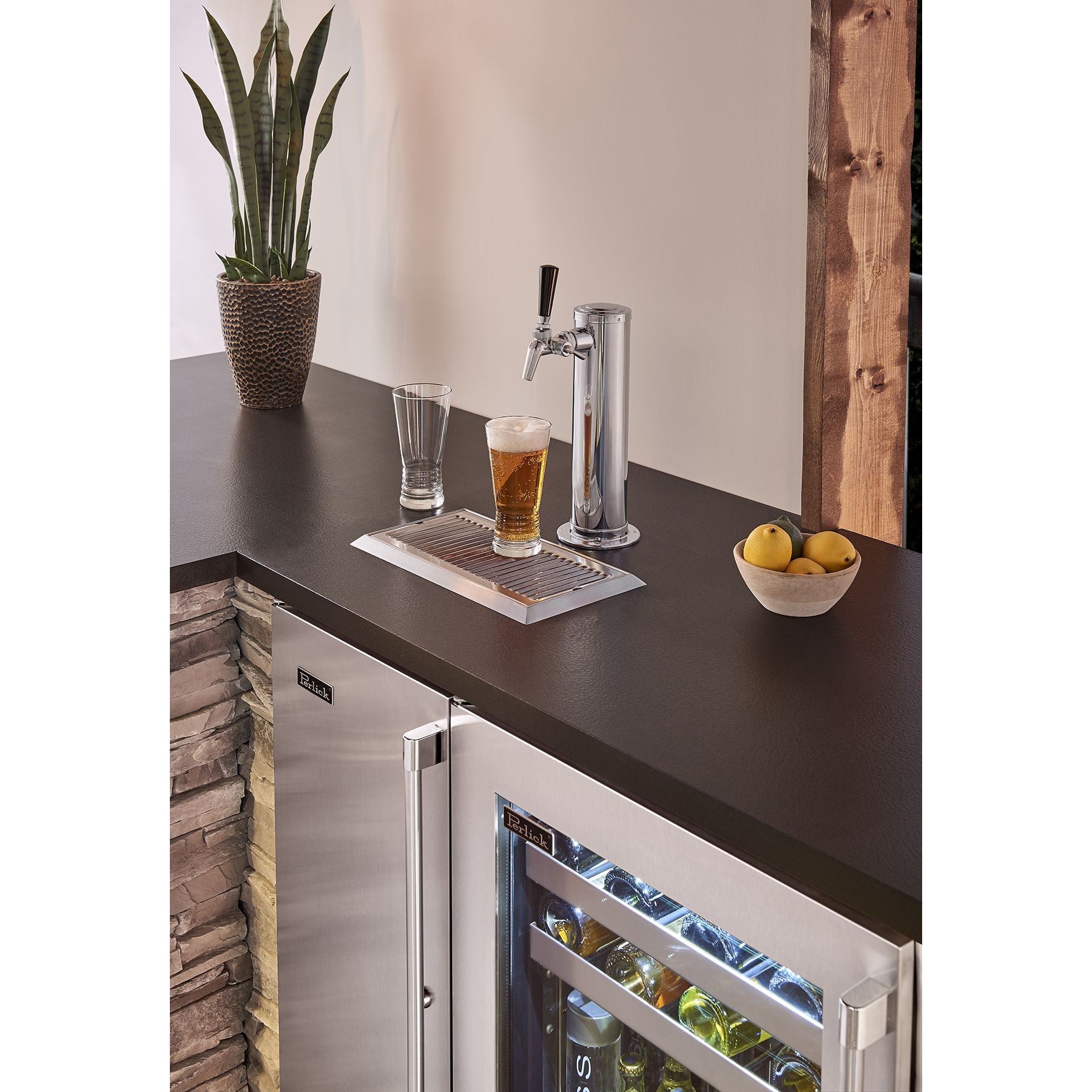 Perlick Signature Series 15" Outdoor Keg Dispenser with Fully Integrated Panel-Ready Solid Door Hinge Left with Lock