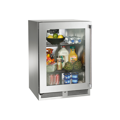 Perlick Signature Series 24" Marine Grade Refrigerator with Fully Integrated Panel-Ready Glass Door Hinge Left