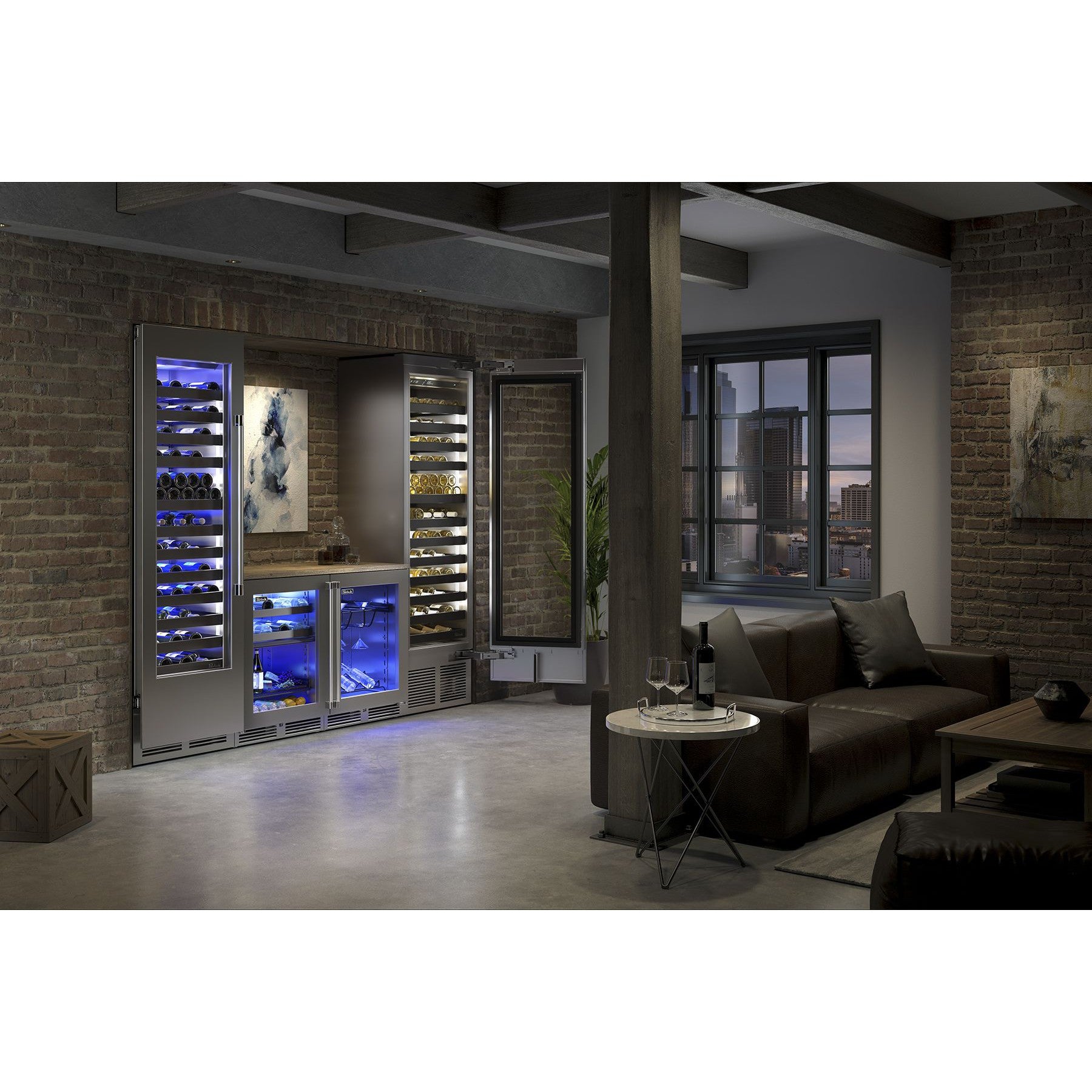 Perlick Signature Series 24" Marine Grade Wine Reserve with Fully Integrated Panel-Ready Glass Door Hinge Left